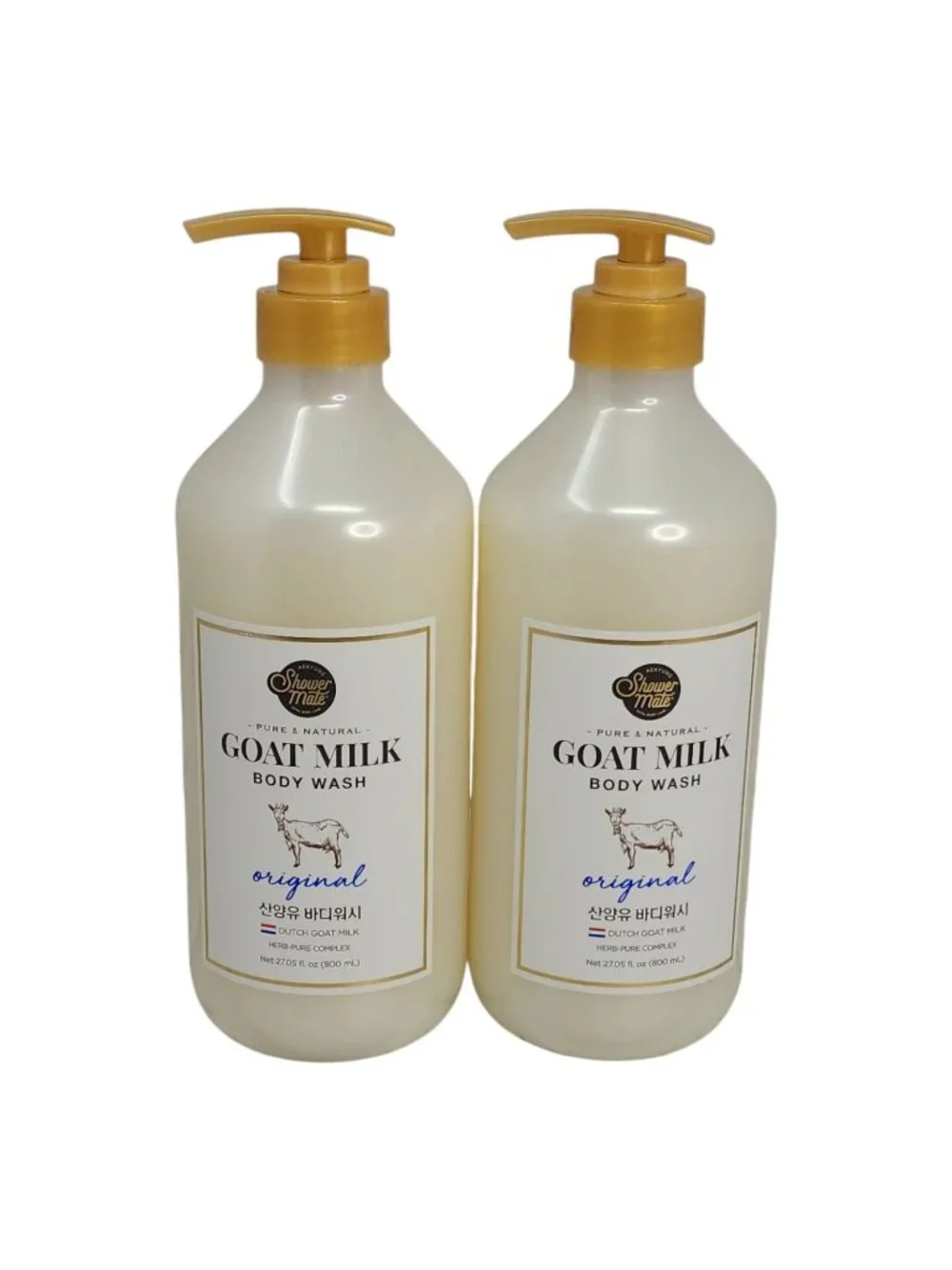 Aekyung Shower Mate 2 pks Goat Milk Body Wash Jumbo Gentle & 27oz Original Scent